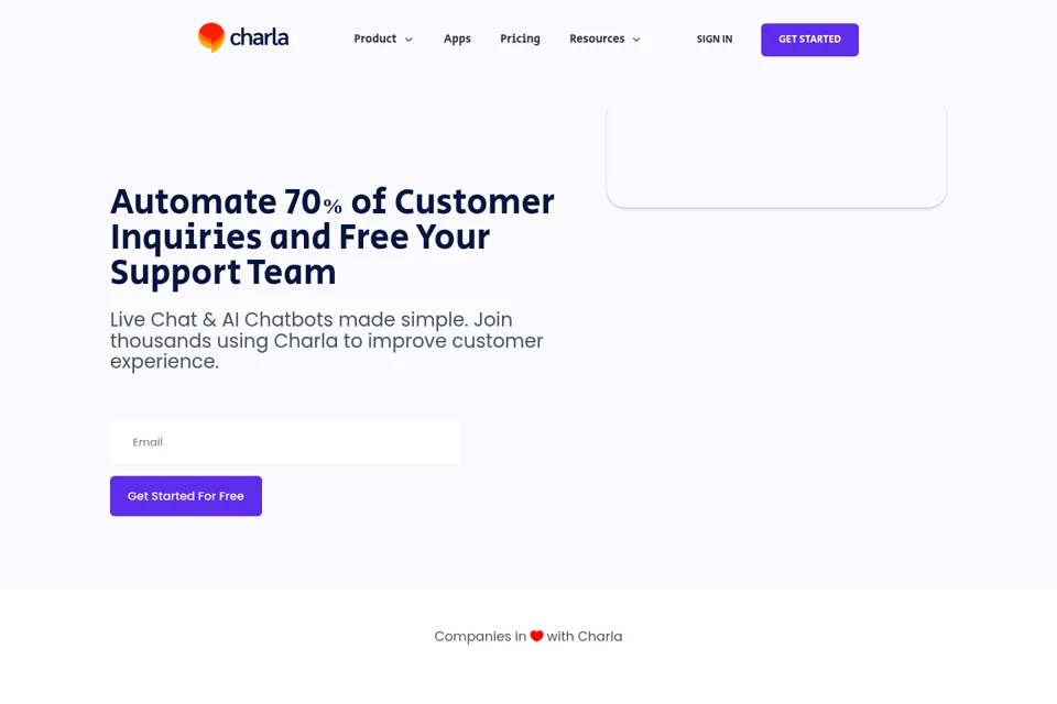 Aperçu de la landing page