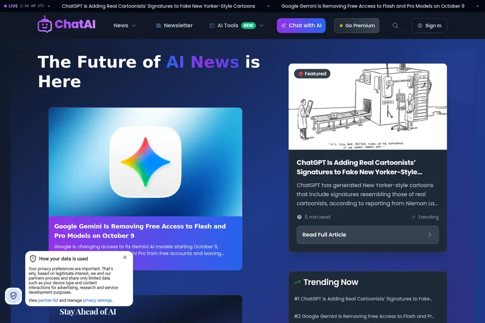Aperçu de la landing page