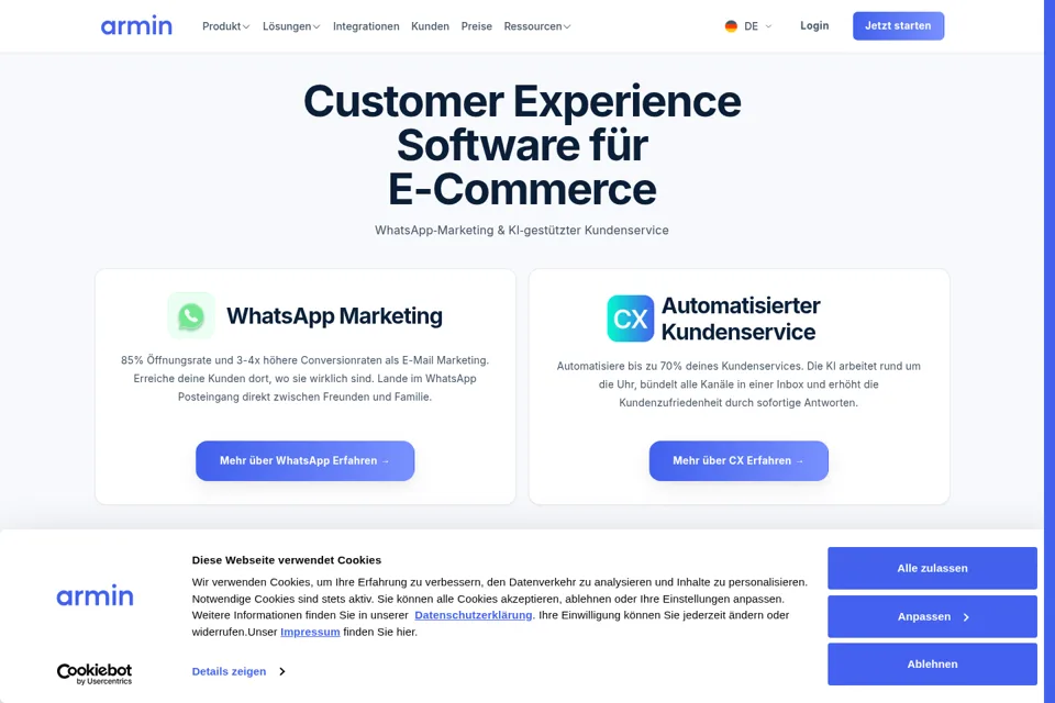 Aperçu de la landing page