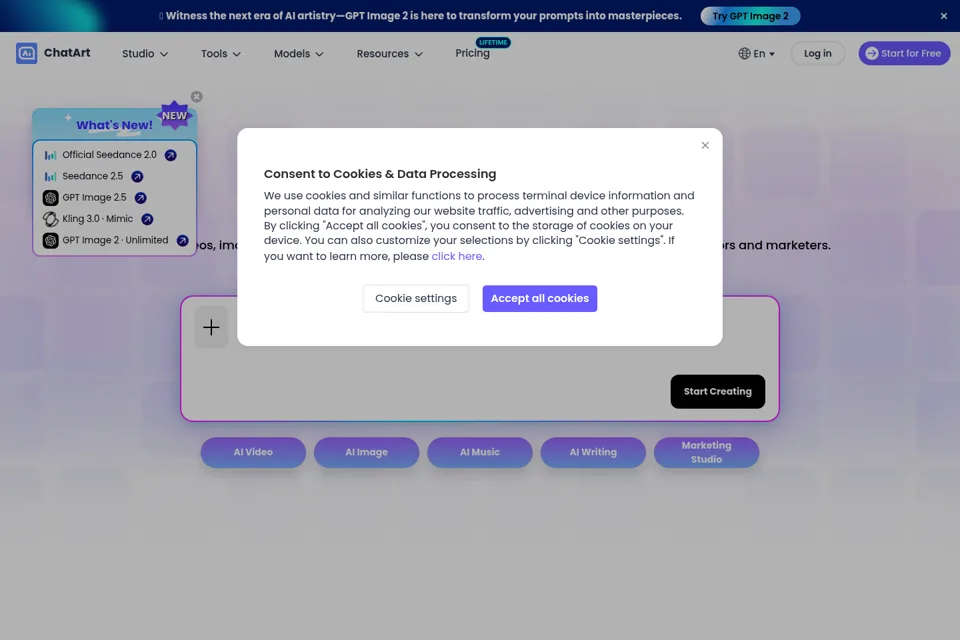 Aperçu de la landing page