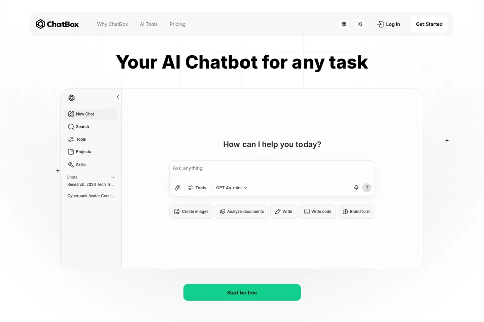 Aperçu de la landing page