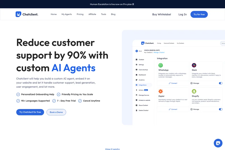 Aperçu de la landing page
