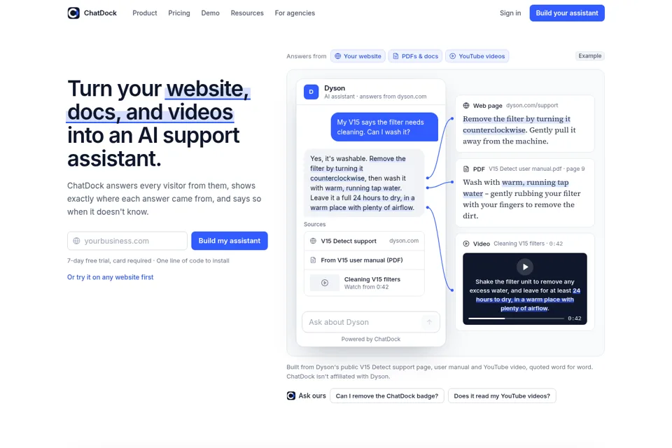 Aperçu de la landing page