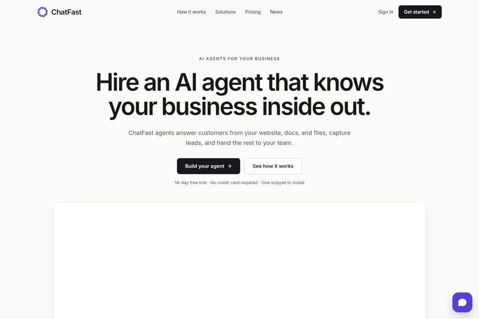 Aperçu de la landing page