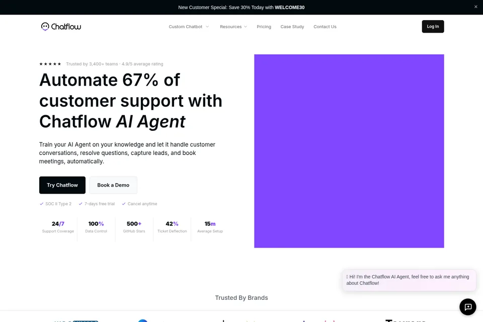 Aperçu de la landing page