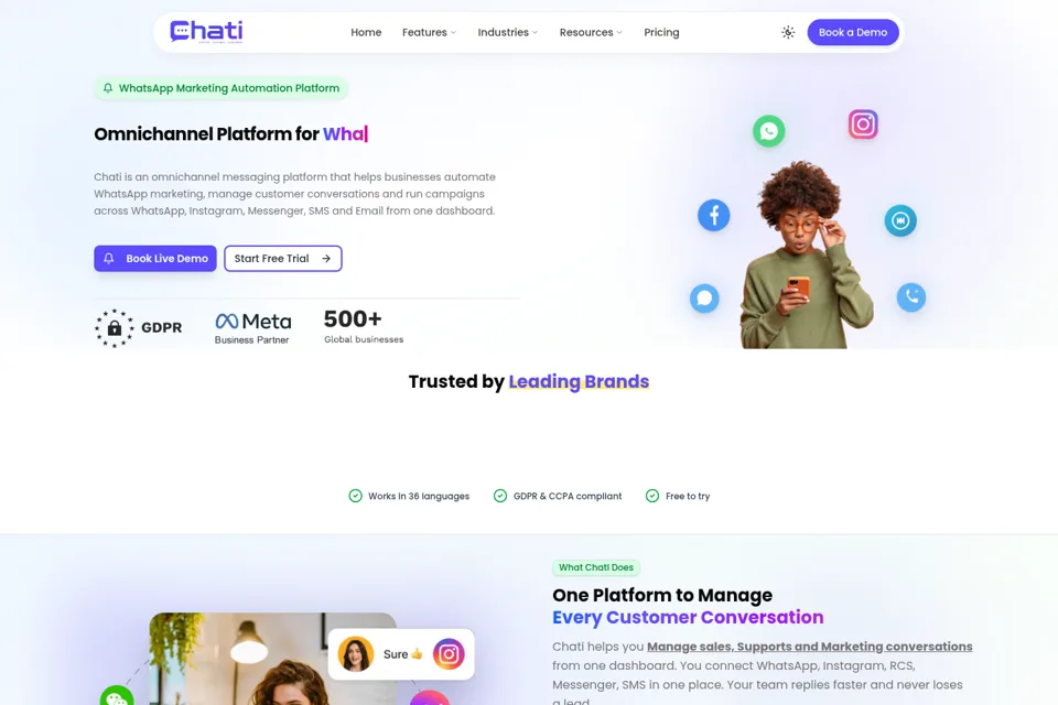 Aperçu de la landing page