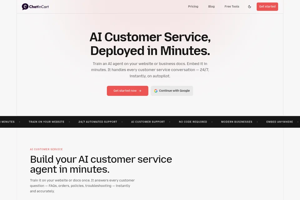 Aperçu de la landing page
