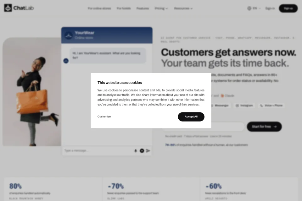 Aperçu de la landing page