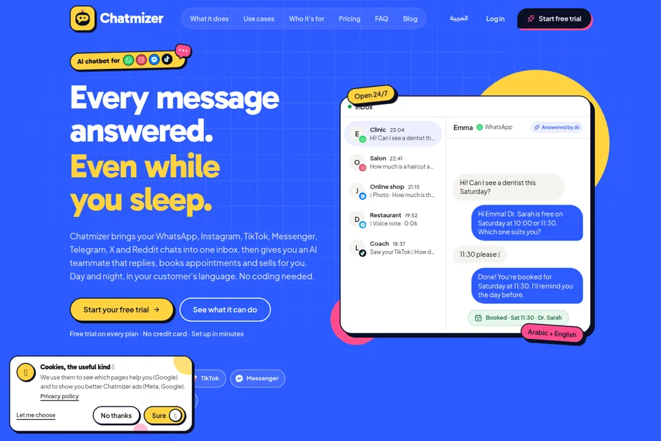 Aperçu de la landing page