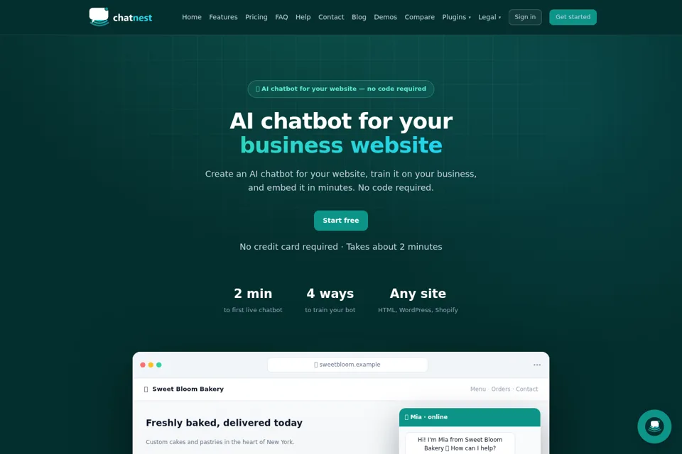 Aperçu de la landing page