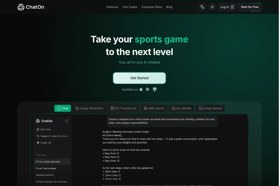Aperçu de la landing page