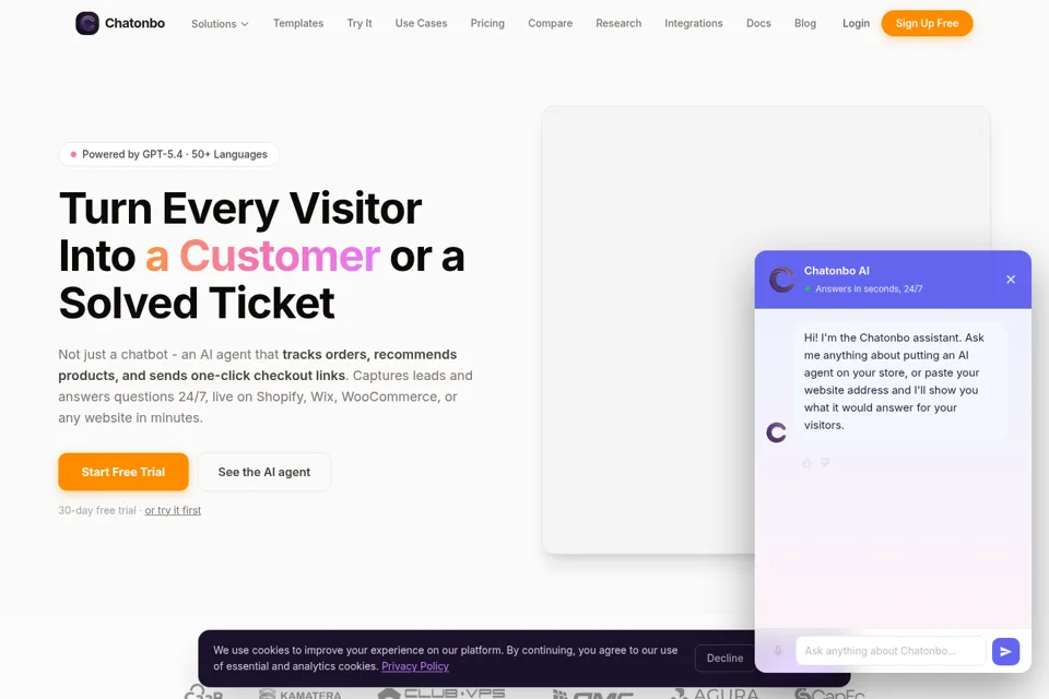 Aperçu de la landing page