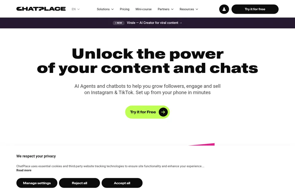 Aperçu de la landing page