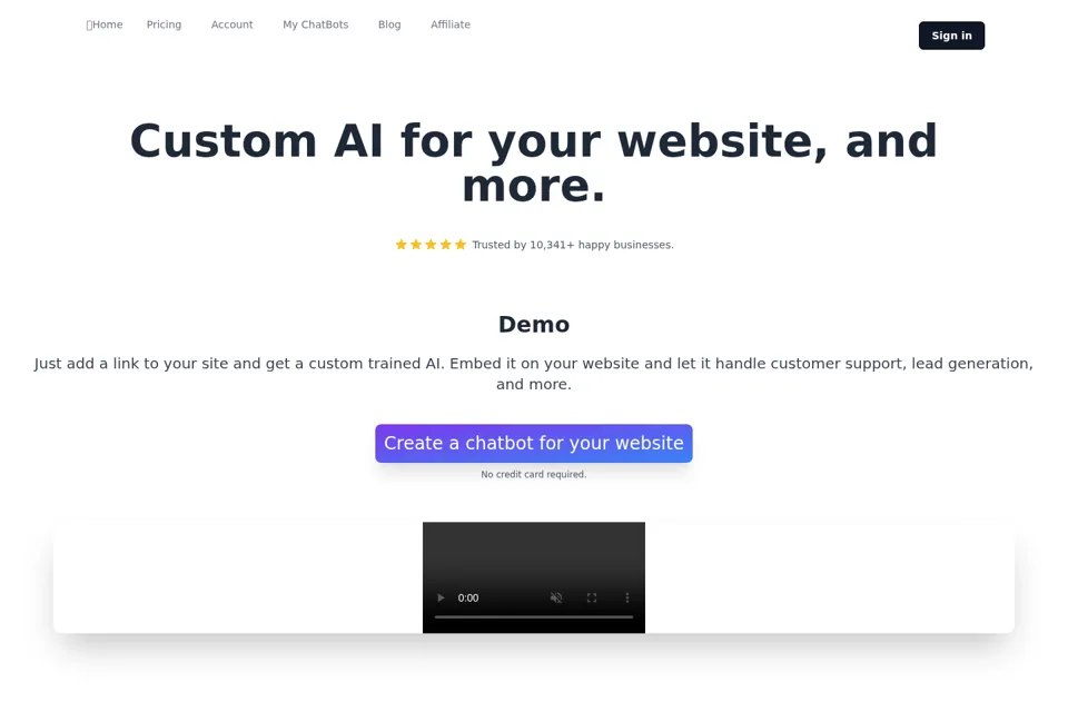 Aperçu de la landing page