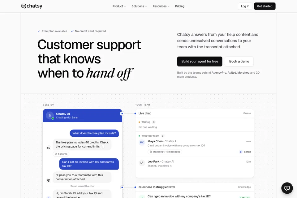 Aperçu de la landing page