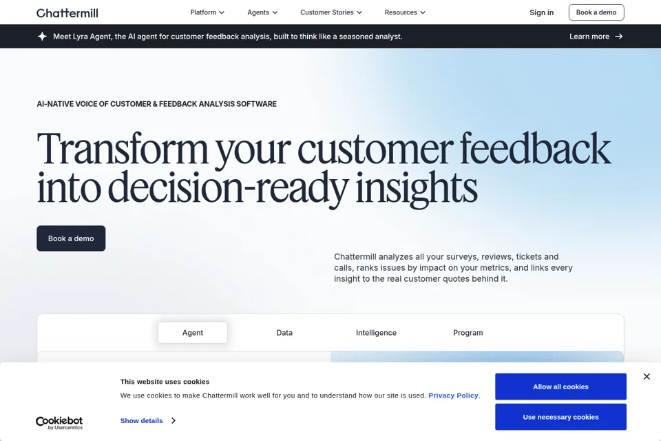 Aperçu de la landing page