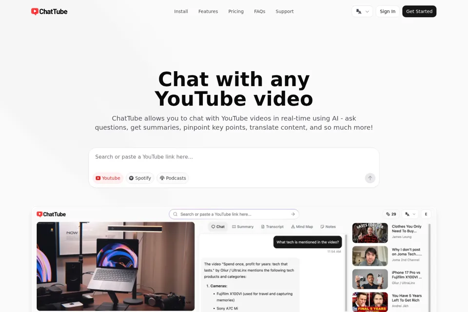 Aperçu de la landing page
