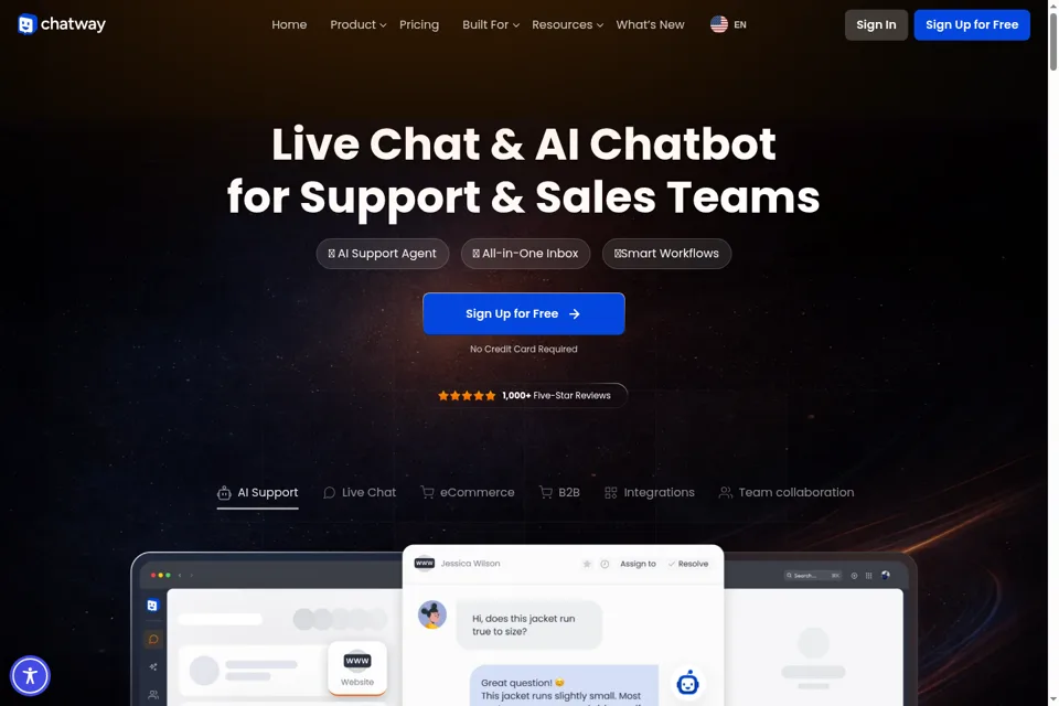 Aperçu de la landing page