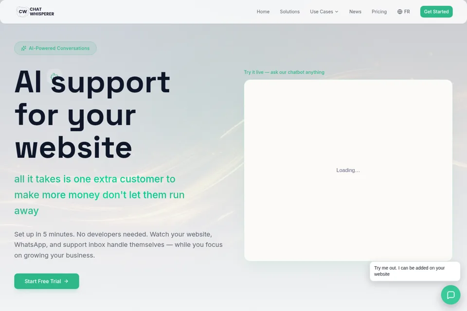 Aperçu de la landing page