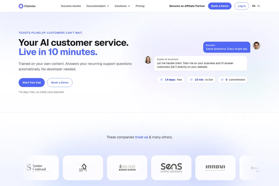 Aperçu de la landing page