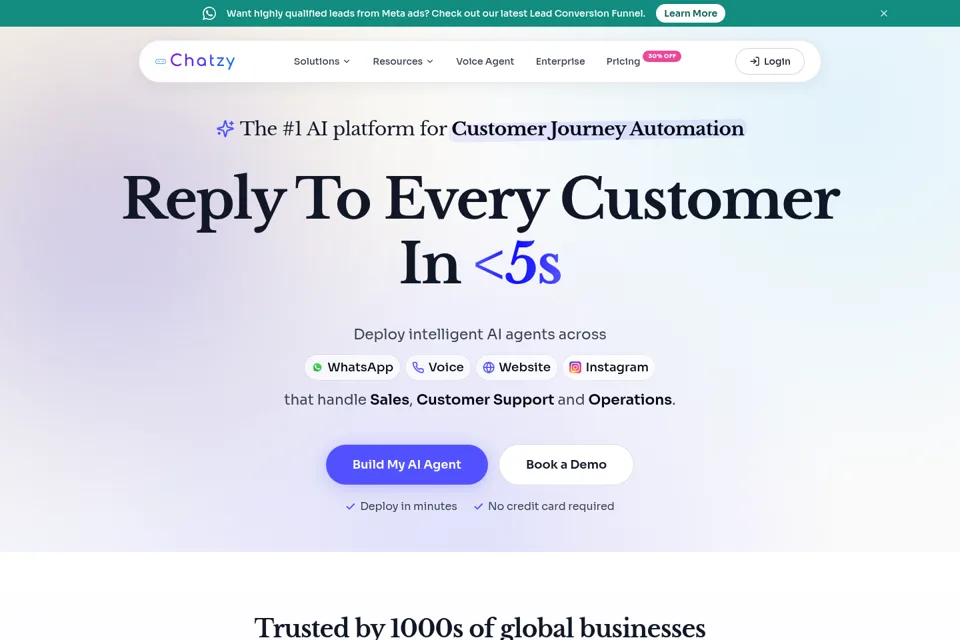 Aperçu de la landing page