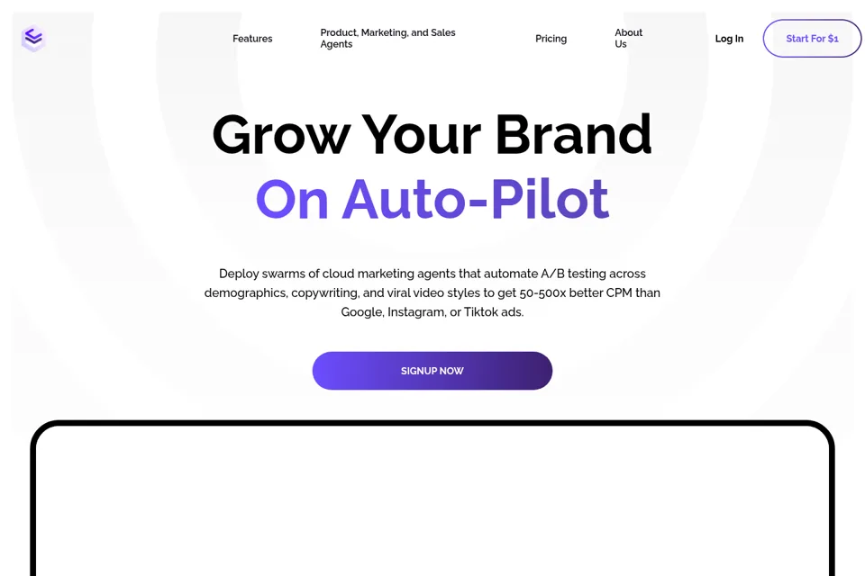 Aperçu de la landing page