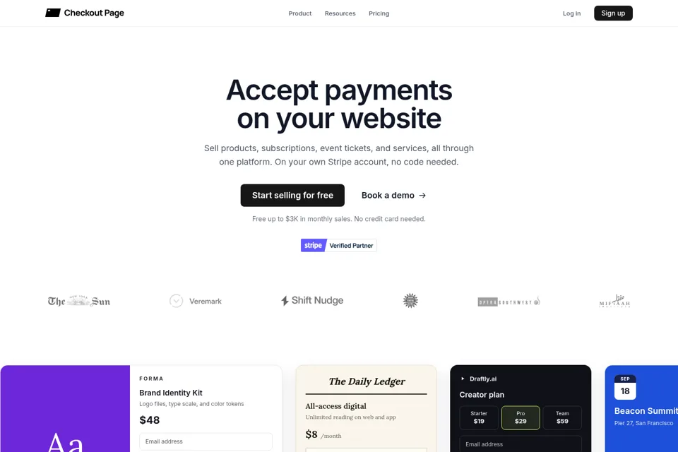 Aperçu de la landing page