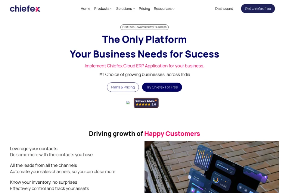 Aperçu de la landing page