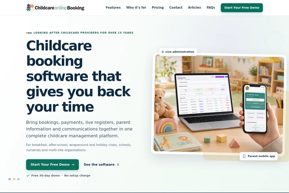 Aperçu de la landing page