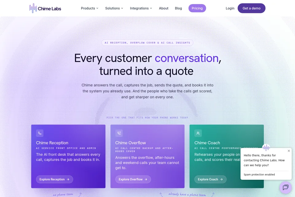 Aperçu de la landing page