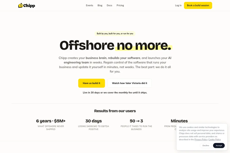 Aperçu de la landing page