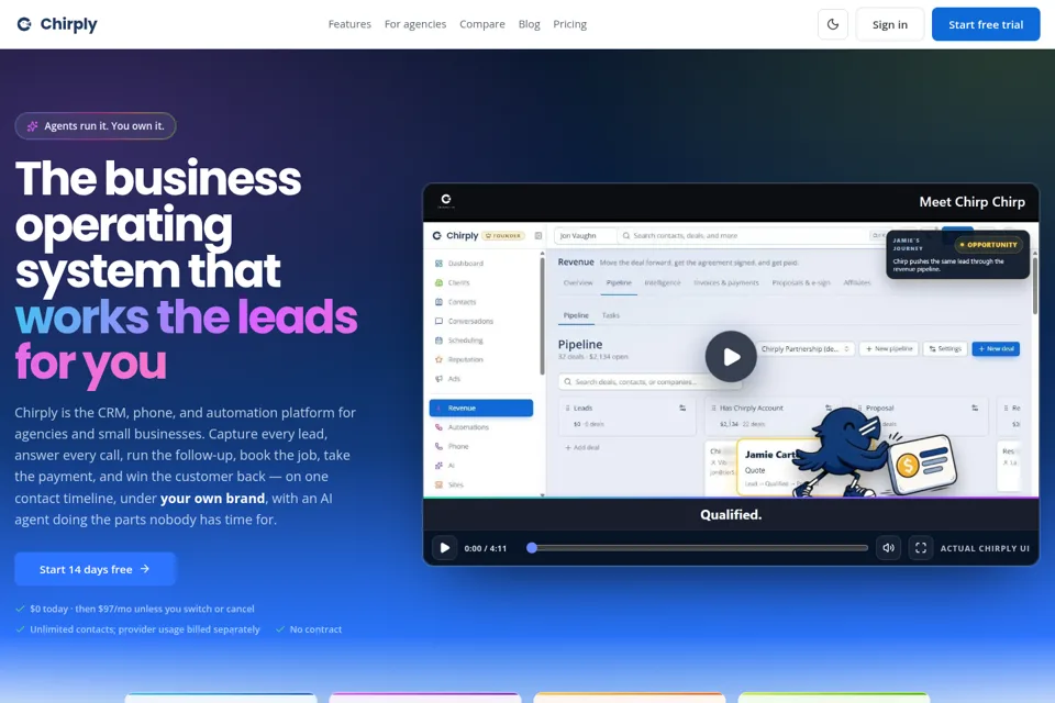 Aperçu de la landing page