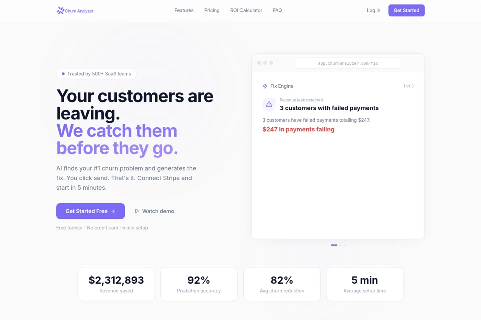 Aperçu de la landing page