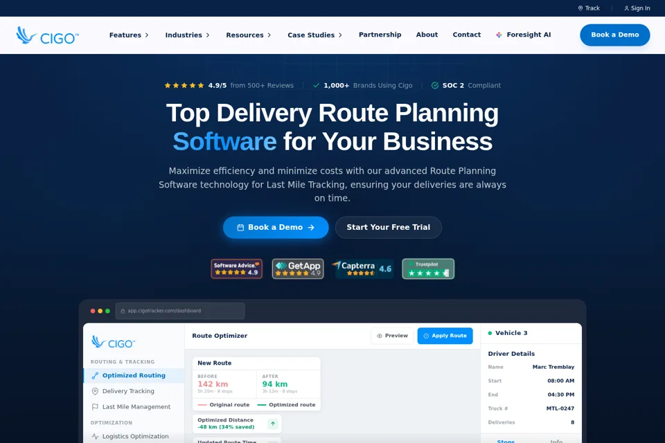 Aperçu de la landing page