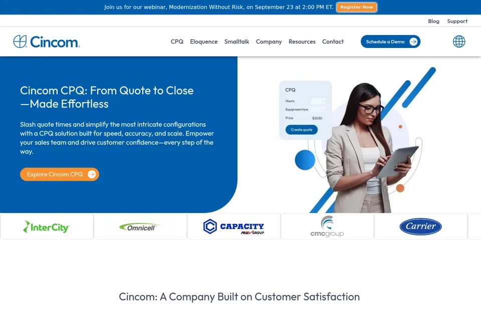 Aperçu de la landing page