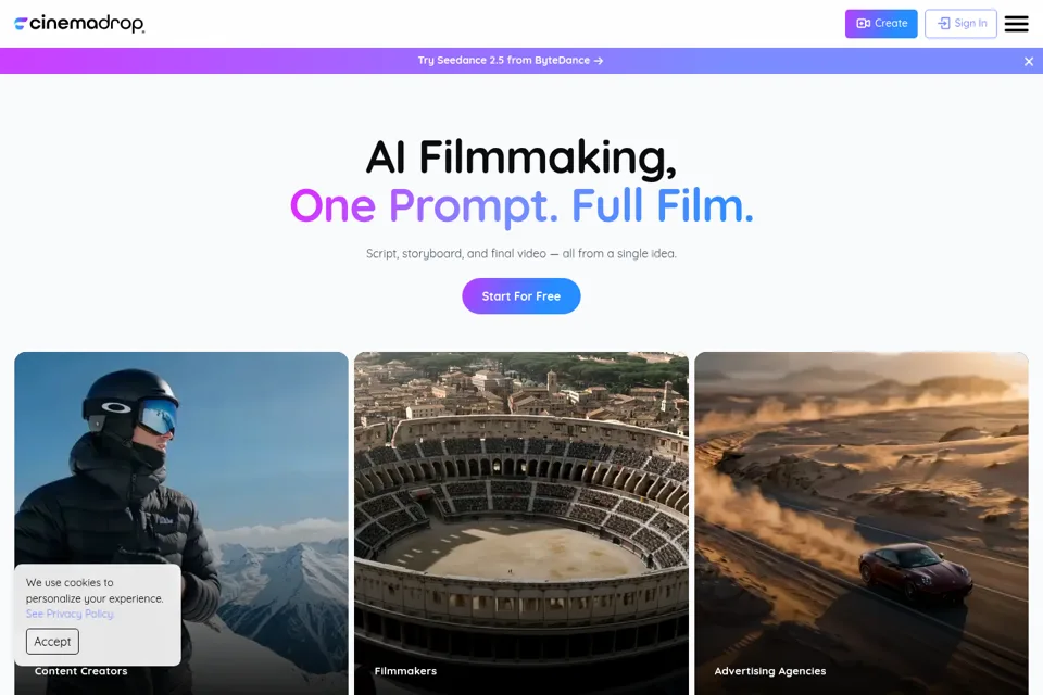 Aperçu de la landing page