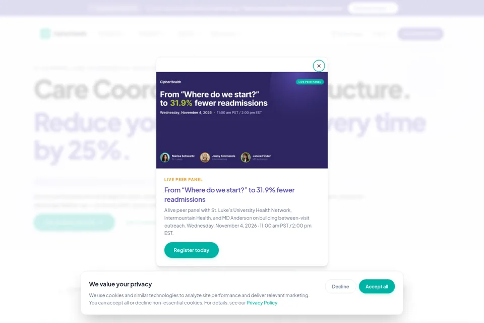 Aperçu de la landing page