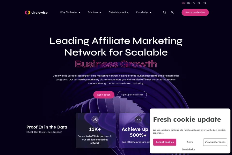 Aperçu de la landing page