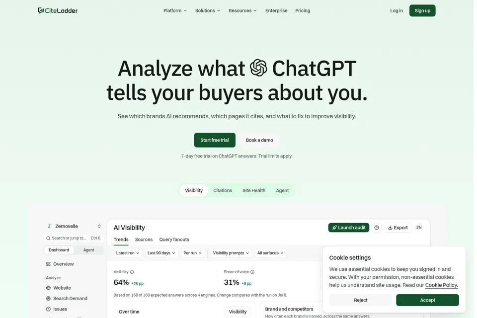 Aperçu de la landing page
