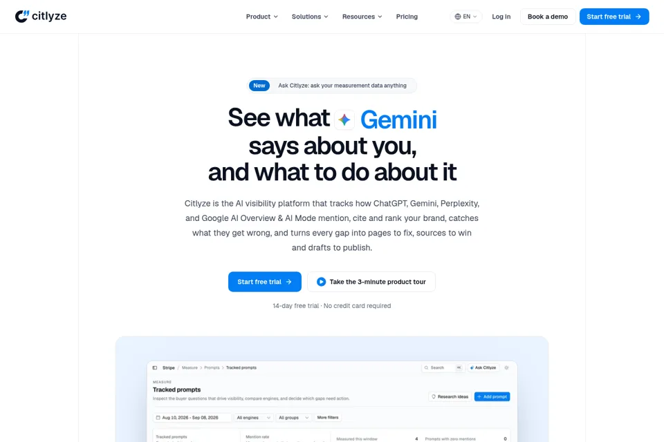 Aperçu de la landing page