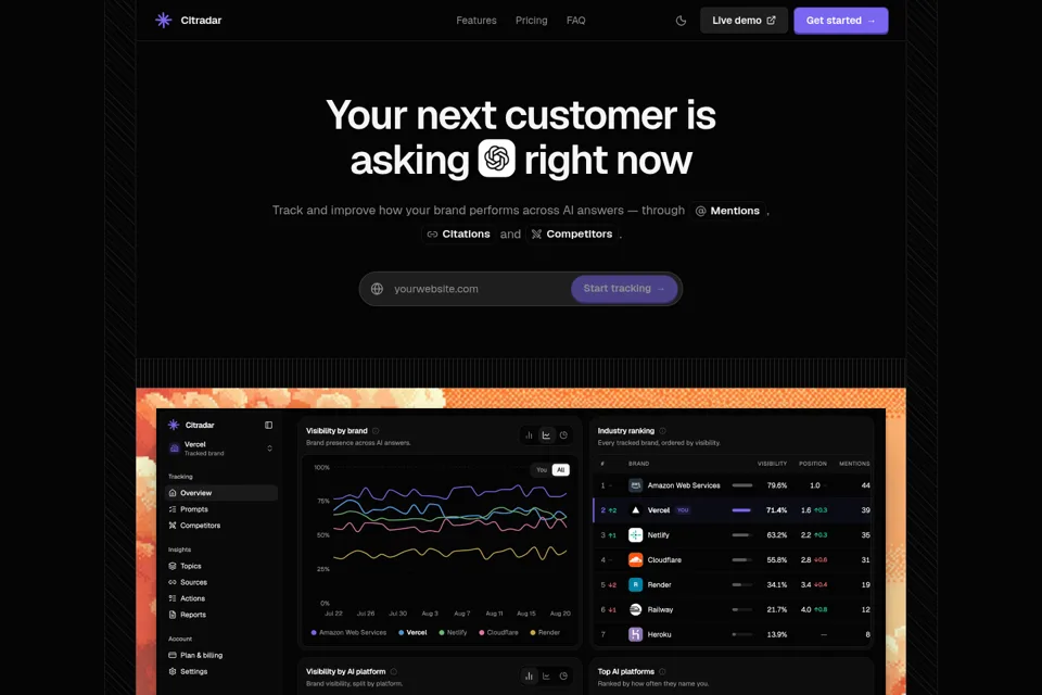 Aperçu de la landing page