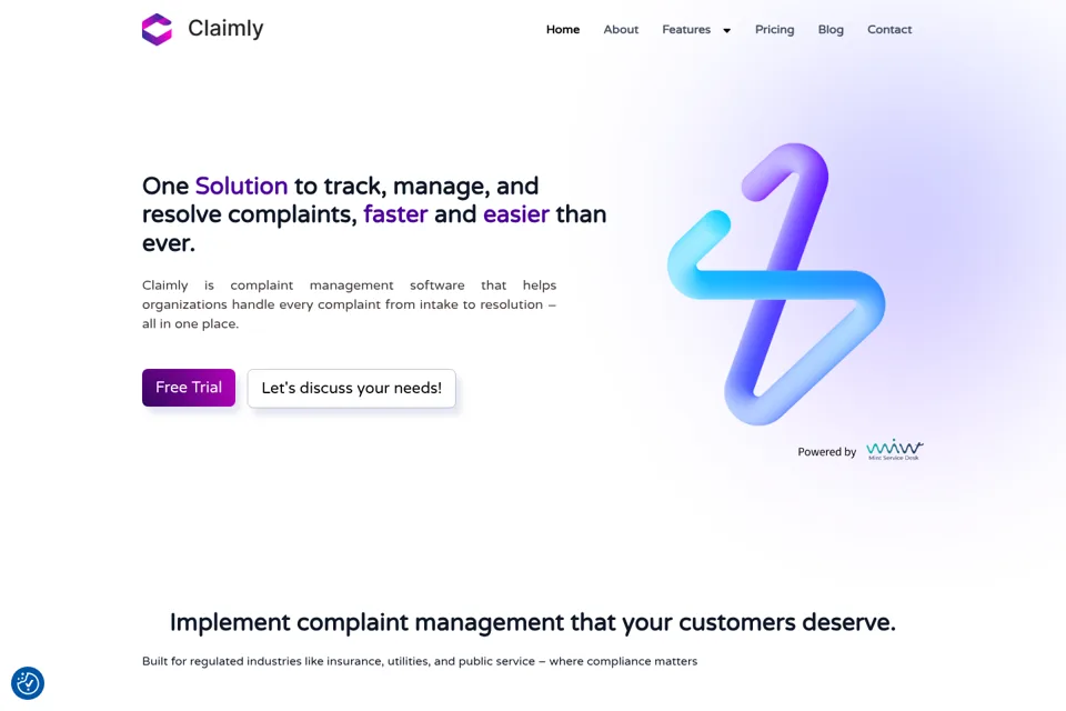 Aperçu de la landing page