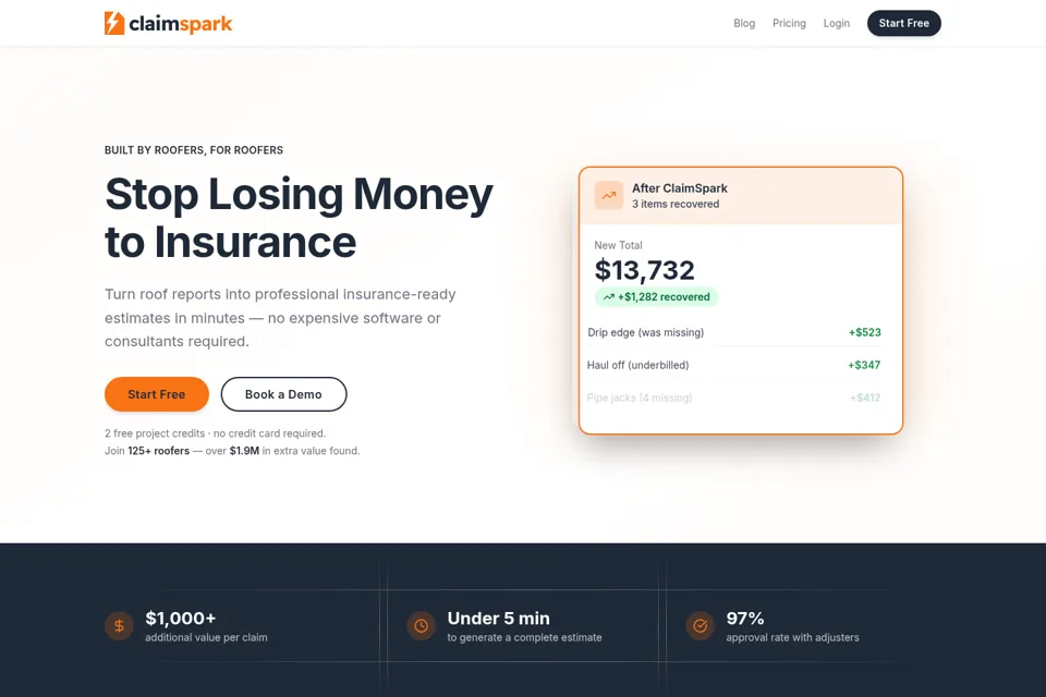 Aperçu de la landing page