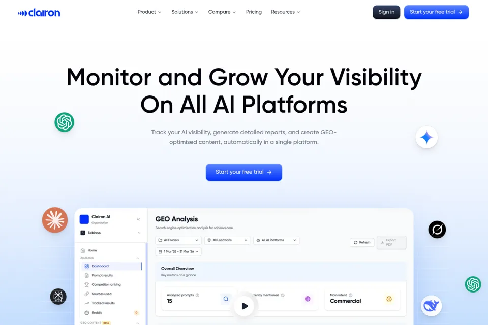 Aperçu de la landing page