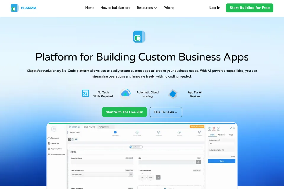 Aperçu de la landing page
