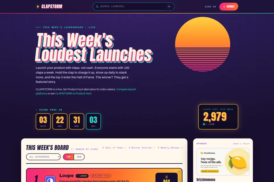 Aperçu de la landing page