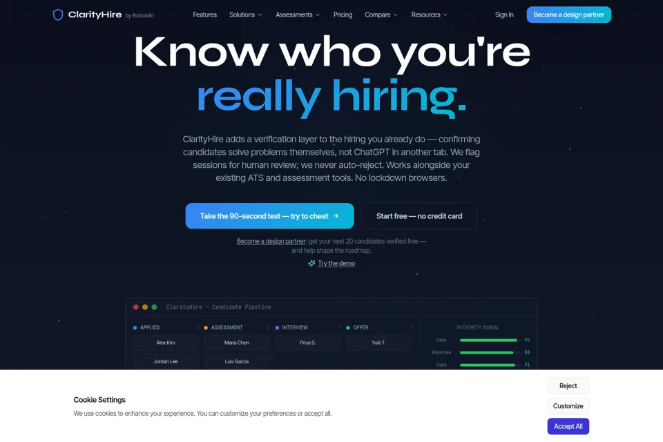 Aperçu de la landing page