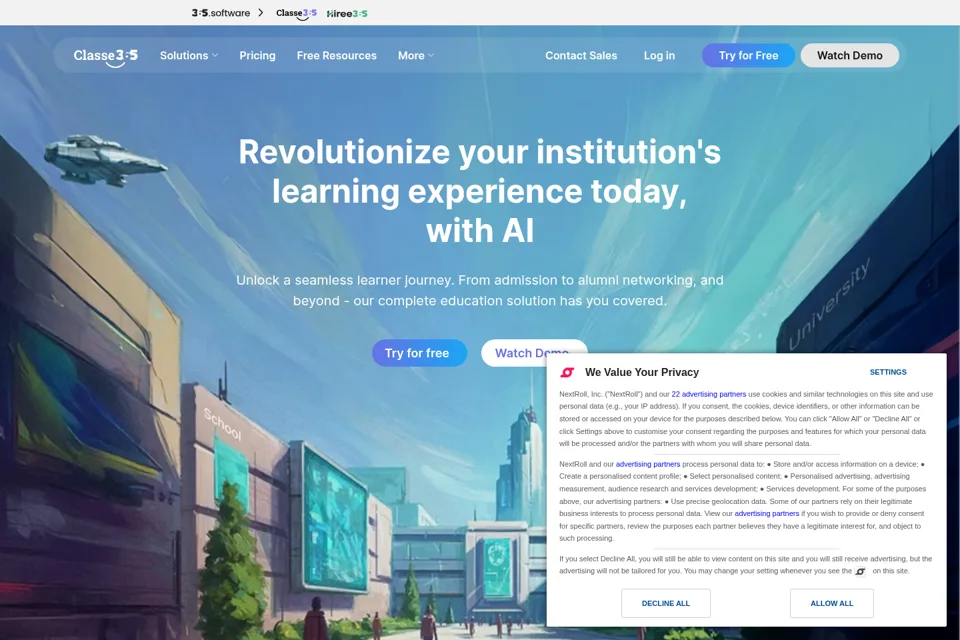 Aperçu de la landing page