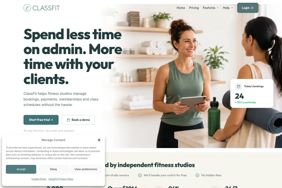 Aperçu de la landing page