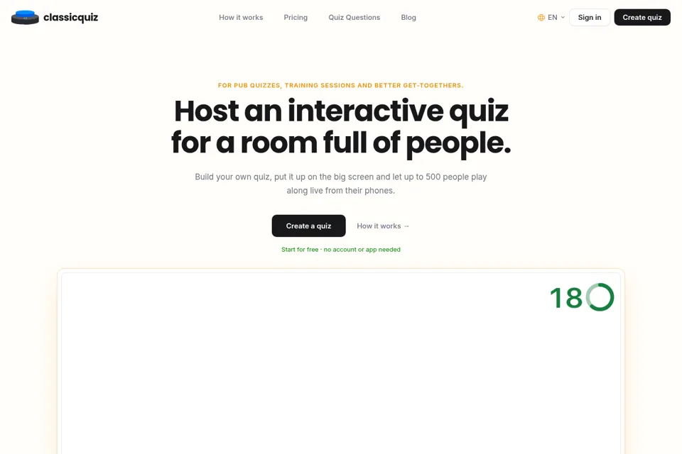 Aperçu de la landing page